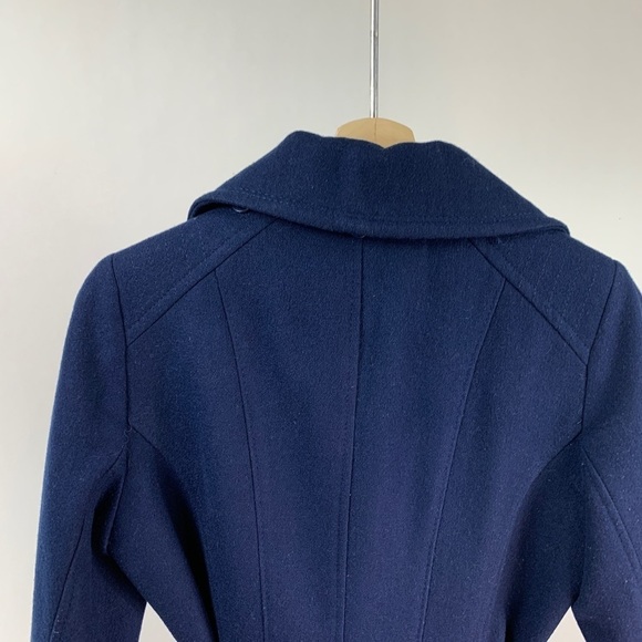 Michael Michael Kors Petite Navy Blue Wool-blend Belted Walker Coat Size 6 - Picture 9 of 11